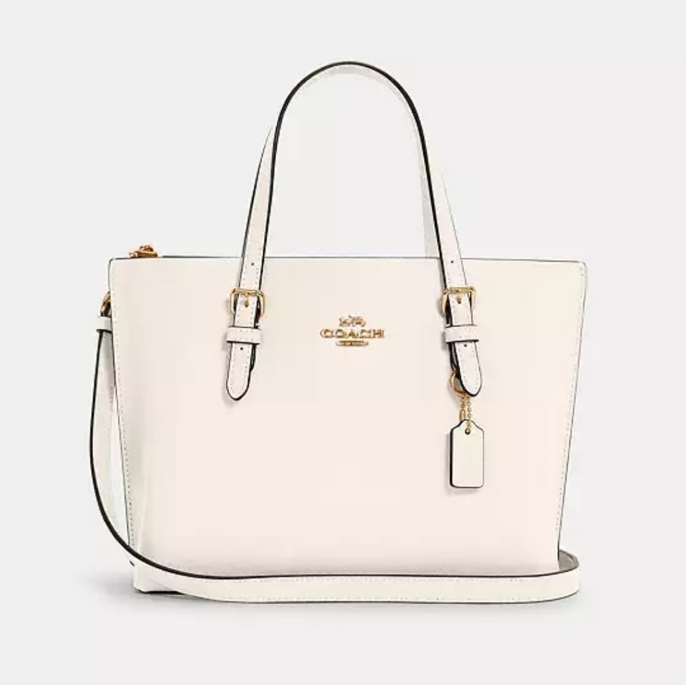 NWOT Coach Mollie Tote 25 in Chalk/Gold